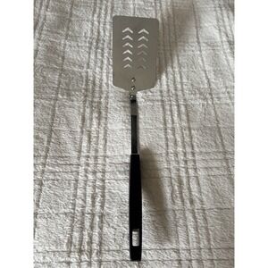 Androck Chrome Plated Slotted Spatula Turner Flipper Black Handle USA 14" Vtg